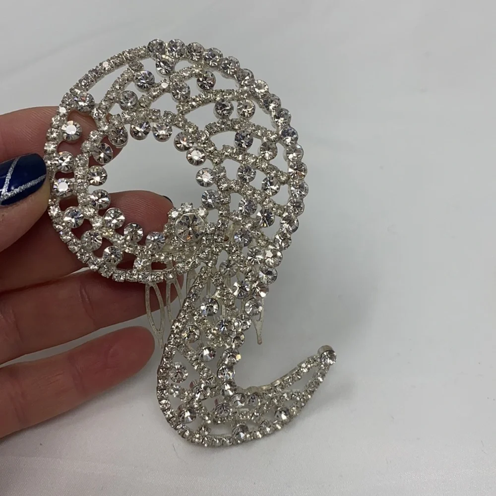 Large 4.5” Rhinestone Hair Comb Accessory